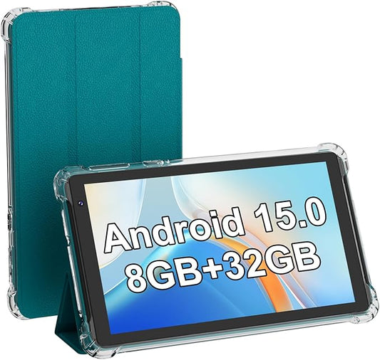 Tablet Android 15 Tablets with Case 7 inch, 8GB RAM, 32GB ROM Support 1TB Expand Computer Tablet PC, Quad-Core Processor, IPS Touch Screen, 2+5MP Dual Camera, 3000mah Battery, Wifi Tableta (Navy)