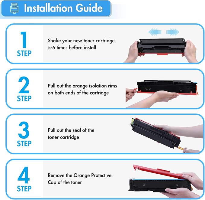 206X Toner Cartridges 4 Pack High Yield: MFP M283fdw M283cdw M255dw 206A 206 Set Compatible for HP 206X for HP Color LaserJet Pro M283fdn M255nw M282nw M283 W2110X Printer Ink (with Chip -B/C/Y/M)