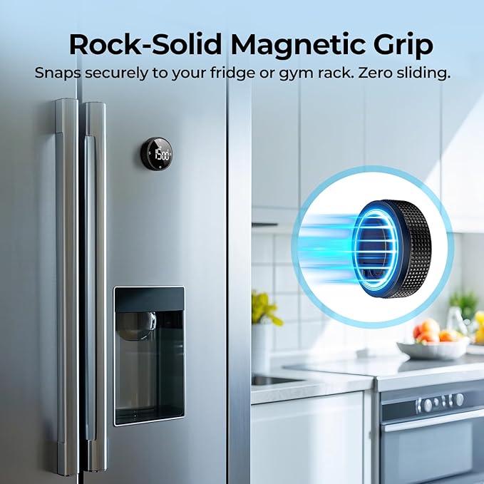 Digital Magnetic Kitchen Timer for Cooking, Large LED Countdown Timer, Rotating Pomodoro Timer, Volume Adjustable, 5/15/25 Min Presets for Kitchen, Baking Grilling Studying