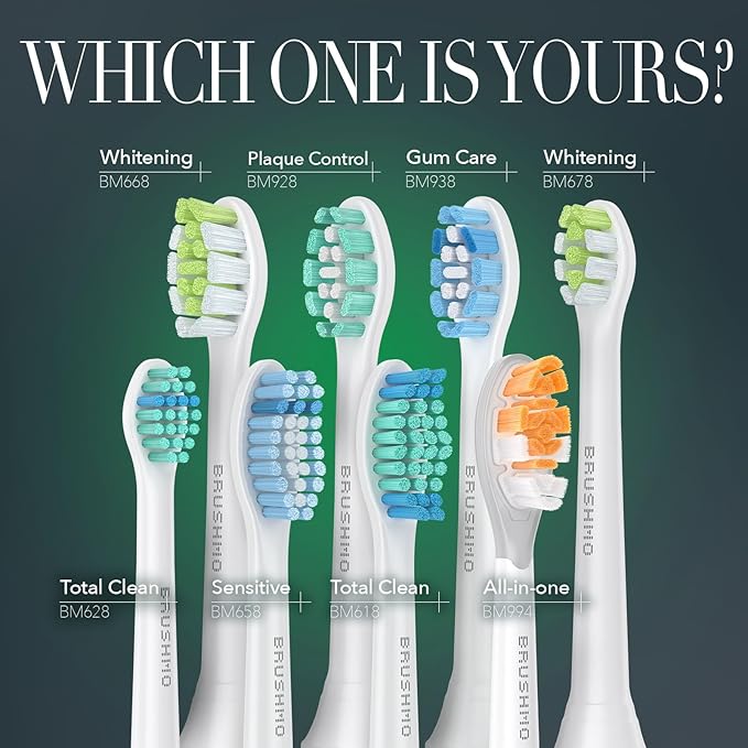 Brushmo Super Sonic Electric Toothbrush with 4 Replacement Heads - Rechargeable Electronic Tooth Brush for Adults with 5 Customizable Modes - IPX7 Waterproof & Long-Lasting Battery - White