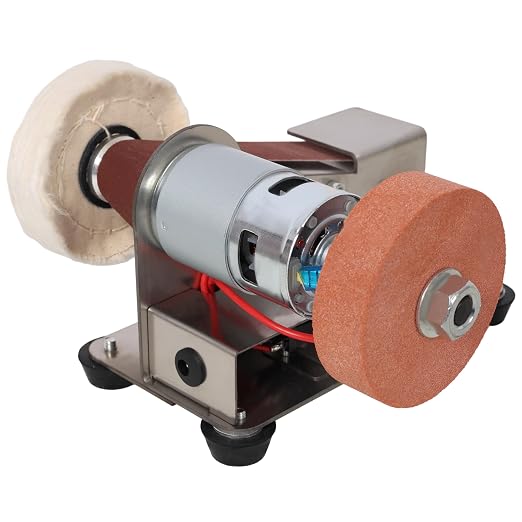 KEIKI Mini Belt Sander, Electric Sander Knife Making Supplies with 7 Adjustable Speed, Small Sanders Knife Sharpener Electric, Power Belt Bench Grinder Sanding Machine for Woodworking