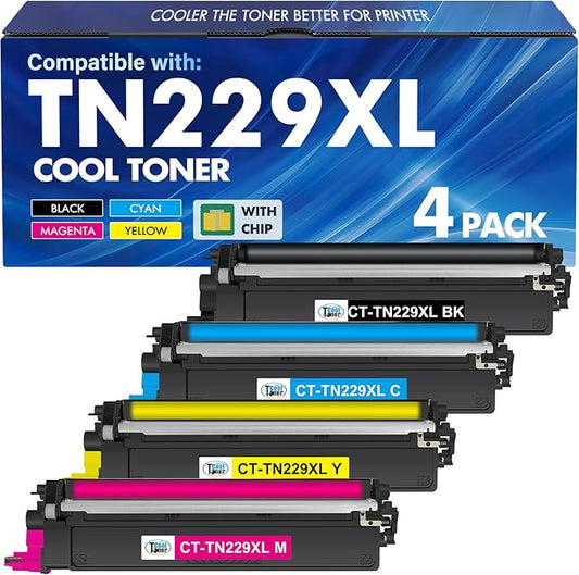 TN229 TN229XL Toner Cartridges MFC-L3780CDW MFC-L3720CDW: Compatible for Brother HL-L3280CDW HL-L3220CDW HL-L3300CDW HL-L3295CDW TN 229 229XL TN-229XL TN-229 229XL Toner Cartridges 4 Pack Printer