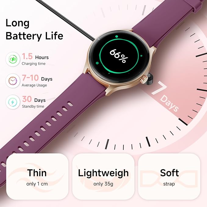 Woneligo Smart Watch for Women,1.57inch AMOLED Touchscreen Fitness Watch for iPhone & Android,Heart Rate/Sp02/Sleep Monitor,110+ Sport Modes IP68 Waterproof Bluetooth Calls (Purple, 1.57)