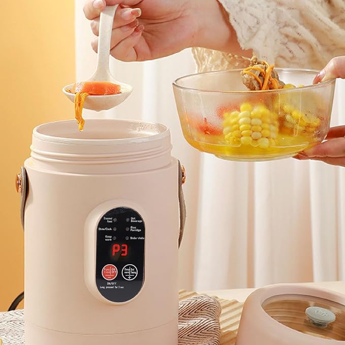 Mini Electric Cooker with Visual Lid Portable Stewing Cooking Pot for Rice Eggs Noodles Porridge (US Plug 110V)