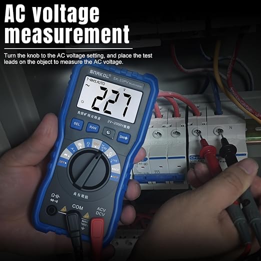 Digital Multimeter Tester, 2000V Volt Meter TRMS, High Voltage Meter for AC DC Voltage, Resistance, Continuity, Diode, Frequency Test with NCV, Backlit LCD Display, Data Hold, Auto-Ranging