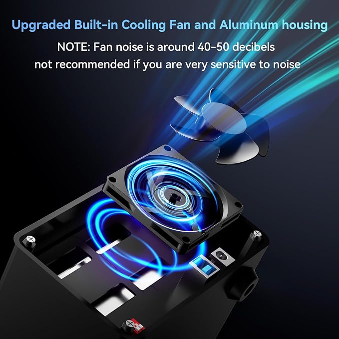 CENMATE Aluminum 2 Bay Hard Drive RAID Enclosure with Cooling Fan for 2.5“/3.5" SATA HDD/SSD with USB A/C 3.0, Tool-Free HDD Enclosure, 4 Modes