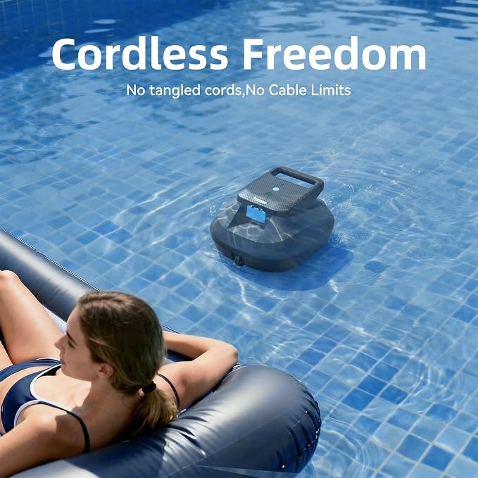 X2 Robotic Pool Vacuum, Cordless Pool Cleaner with 200-Min Runtime, Auto-Parking, 3.3h Fast Charging, for Above-Ground & Flat-Bottom Inground Pools up to 1290 sq.ft, Blue