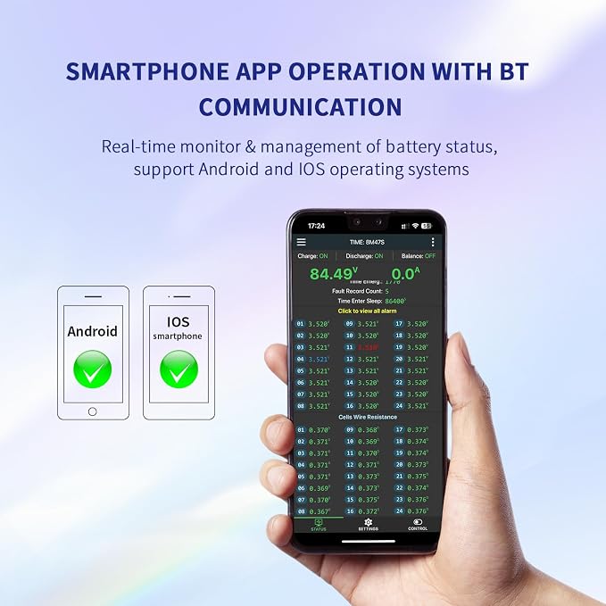 2A Smart BMSJK Active Balance for Li-ion NCM LFP LiFePo4 LTO Battery Management System 7S 8S 10S 12S 14S 16S 20S 21S 24S150A with APP Control 12V 24V 48V 60V 72V 84V (7-24S, 150A)