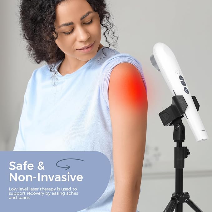 Cold Laser Therapy Device for Humans and Dogs, 808nm + 12pcs 660nm and Low Level Light Therapy, Portable Red Light Therapy Wand for Muscle and Joints Pain Relief with Stand, 3 Modes/ 4 Timer