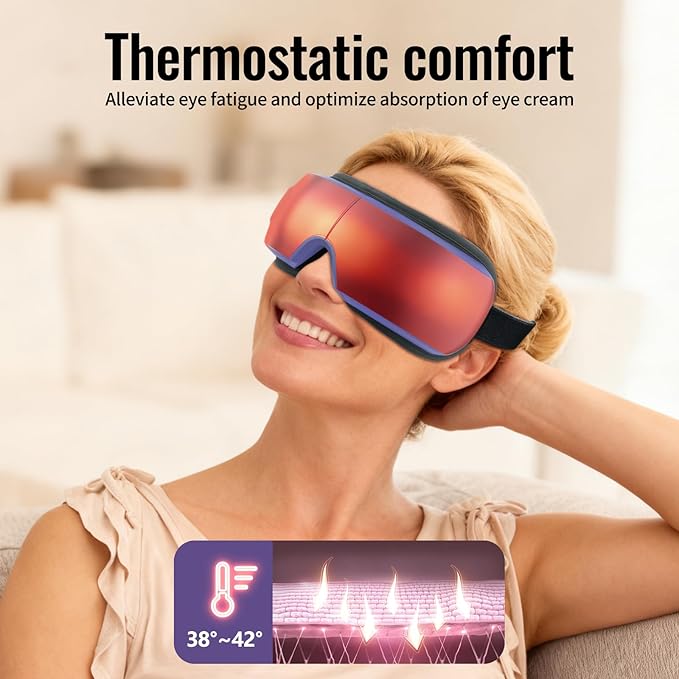 Eye Massager with Heat Smart Sleep Mask with Music for Migraine Relief, Eyes Fatigue, Improve Sleeping for Women Men