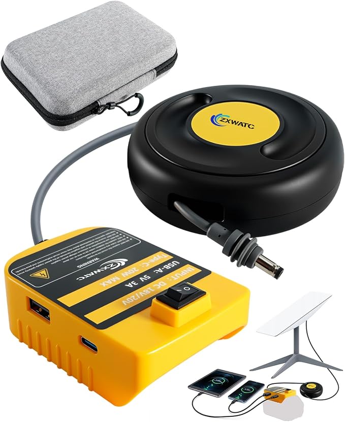 Starlink Mini Battery Adapter Compatible with DeWalt 20V Battery – Portable Off-Grid Power Supply with USB & Type-C Fast Charging, 10FT Heavy-Duty Cable, with Low-Voltage Protection and Storage Box