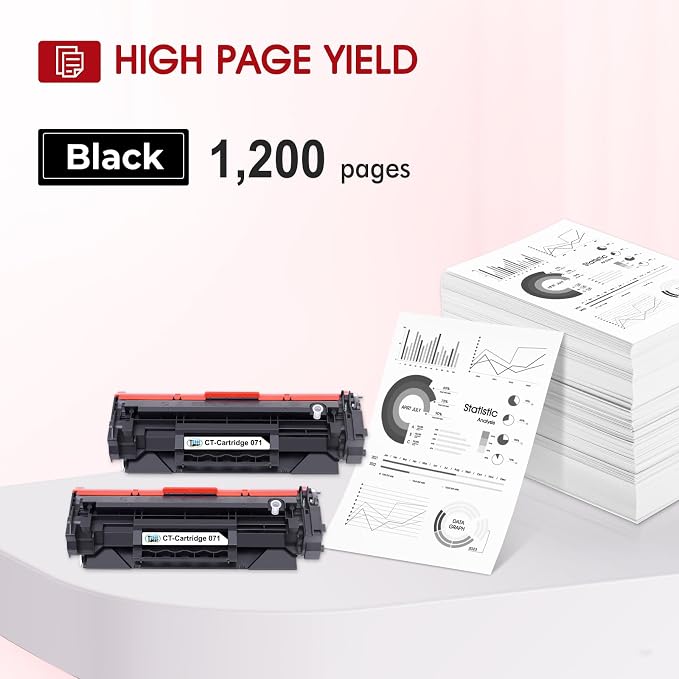 071 071H Black Toner Cartridge Replacement for Canon 071 071H ImageClass MF273dw MF272dw LBP122dw LBP121dn MF275dw MF274dn MF271dn MF270 LBP120 Printer (2-Pack, with Chip)