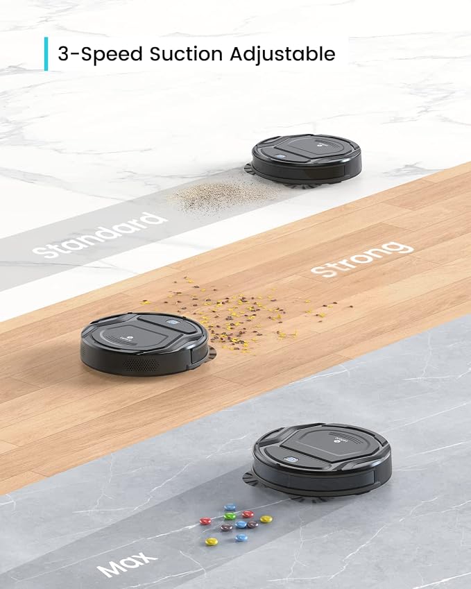 Lefant M210 Pro Robot Vacuum, Slim Quiet, 3 Adjustable Suction Levels, 6 Modes, Robot Vacuum Cleaner for Pet Hair, Hard Floors & Low Carpets, Self-Charging, WiFi/App/Alexa Control, Black