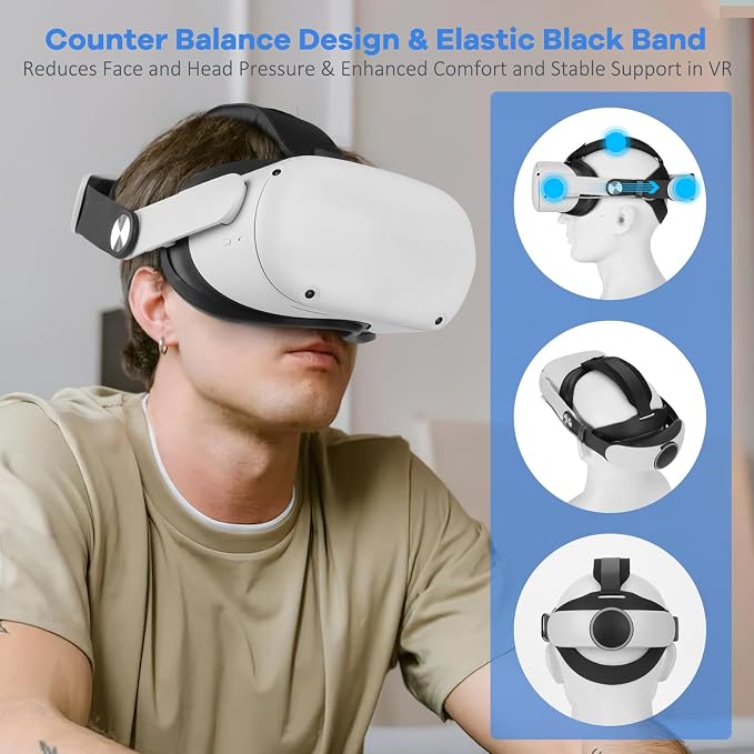 Hurra Head Strap with Battery for Oculus Quest 2, 10000mAh Fast Charging Battery Pack Extend 8H Playtime, Adjustable Elite Strap Replacement with RGB Light Enhanced Comfort Support & Balance in VR