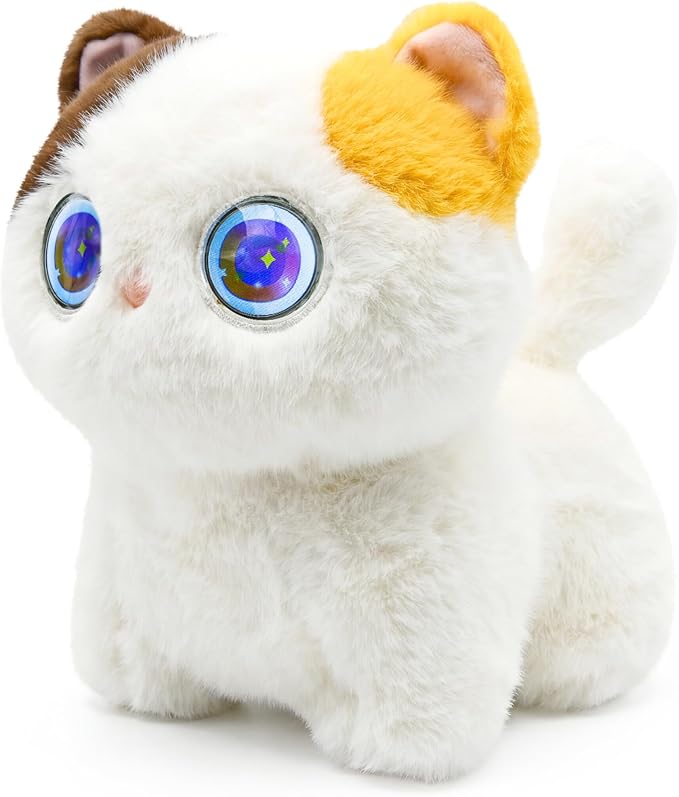 Contixo AI Pixie-Paw Smart Interactive Plush Cat – Voice-Responsive, Touch-Activated, Expressive Eyes, AI Companion Stuffed Animal for Kids & Pet Lovers, White