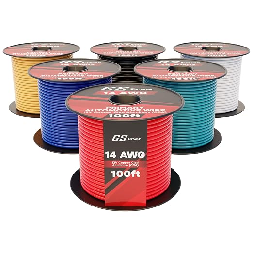 GS Power 600ft CCA 14 Gauge Wire Automotive, 100ft Spool, 6 Colors, 14 AWG 12v, Speaker Electrical Wire Low Voltage Primary for Car Stereo Audio Trailer Harness Hookup Wiring DIY