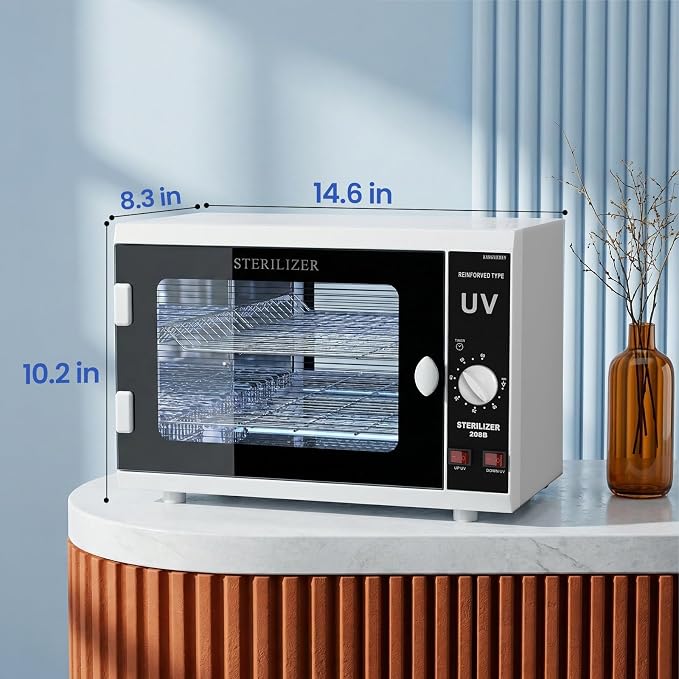 UV Sanitizer Cabinet. Dual Lamp Ultraviolet Disinfection Cabinet with Timer Setting, Suitable for Disinfection of Various Items