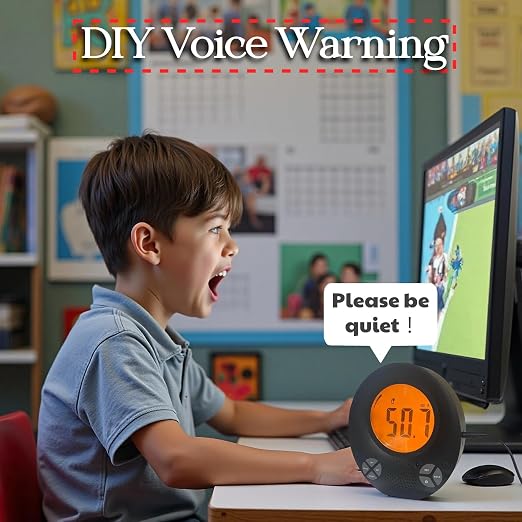 Digital Decibel Meter with DIY Voice Warning Function, Wall Hanging Sound Level Meter 35dB to 135dB with Alarm Quiet Please, Sound Level Meter for Schools Hospitals Temples Libraries Theaters