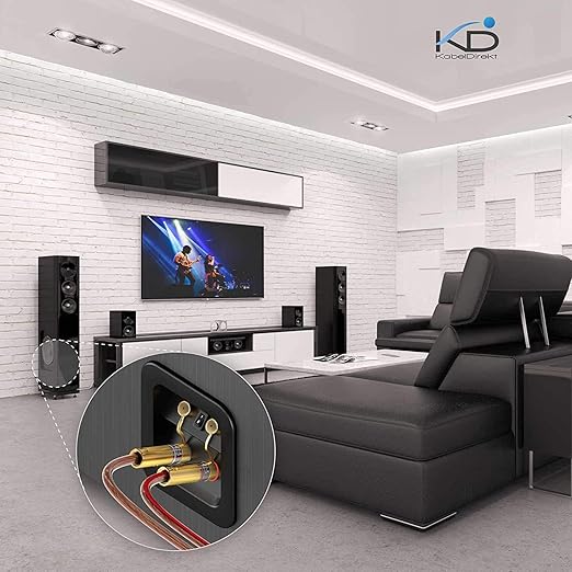 KabelDirekt – Banana Plugs – 10 Pairs (for Speaker Wire, AWG 10-16, Allow Flexible Connection to Speakers, amplifiers, A/V receivers, Power amplifiers & Stereo Systems, Fixing Screws, Gold Plated)