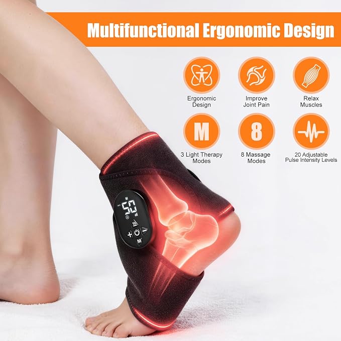 Foot Massager for Neuropathy, with Red Light Therapy for Feet & Ankle, Infrared Neuropathy Triple Therapy Foot Massager with Heat, 8 Massage Modes, 20 Intensity Levels, Body Massager1pack