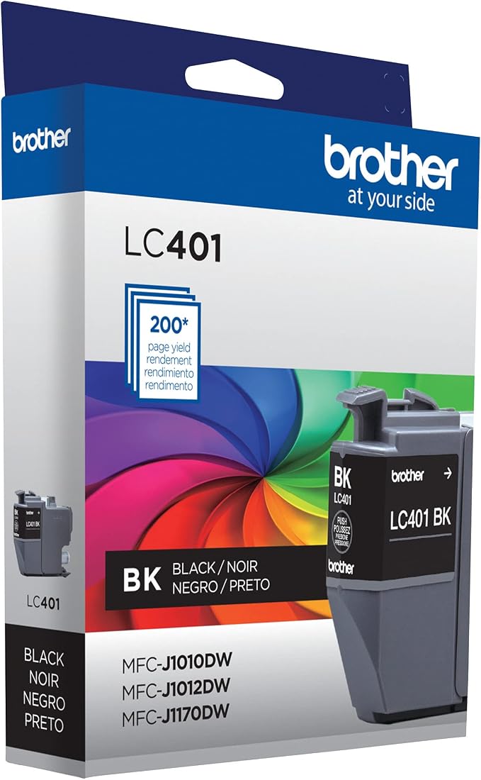 Brother Ink Cartridge, Black, LC401BK, Standard Yield | Pack of 2