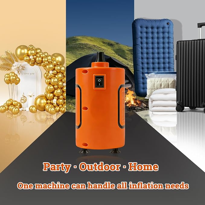 Balloon Pump Electric, Portable Balloons Inflator Air Pump, 110V Small Electric Balloons Blower Machine Corded for Latex Foil Balloon Arch Garland Party Decorations Supplies(Orange)