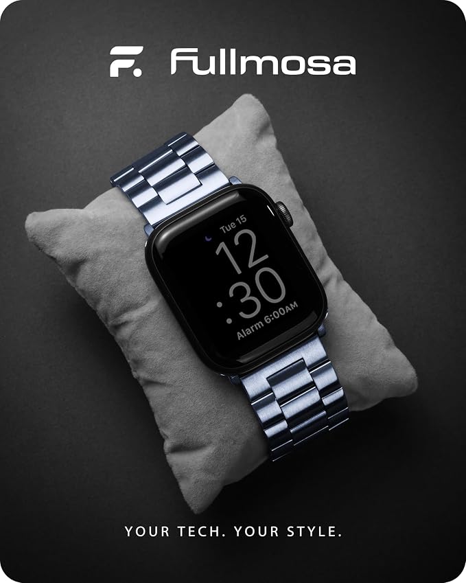Fullmosa Metal Band Compatible with Apple Watch Bands 41mm 40mm 38mm, iWatch Band with Case for Apple Watch Series 9 8 7 6 5 4 3 2 1 SE3/2/1, Blue Grey