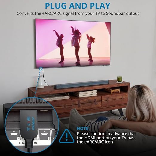 AUTOUTLET HDMI eARC/ARC to Optical Audio Cable, 192kHz/24bit 1.5M/5FT Hdmi eARC to Optical Converter, Integrated Desgin, Plug and Play, Supports PCM 2.0, Dolby Digital 5.1, DTS 5.1 (NOT Support CEC)