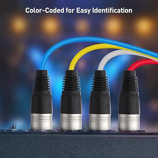 Cable Matters 4-Channel XLR Male to Female Snake Cable/XLR Snake Cable - 6ft, Professional Audio Connectivity with Shielding and Color-Coded Channels