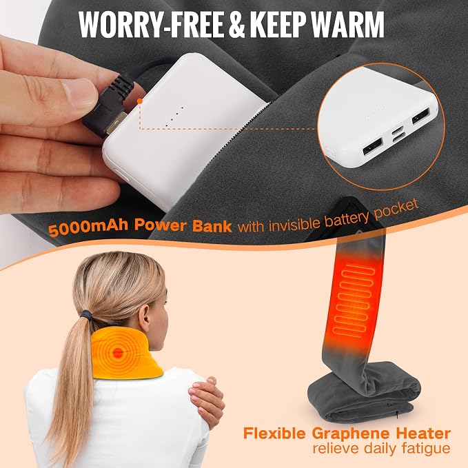 Neck Heating Pad Heated Scarf for Neck Pain Relief & Double-Side Electric Heated Foot Warmer