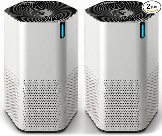 SonoHealth AirPro Purifier for Home and Bedroom | HEPA 14 Filter | Ultra-Quiet Air Cleaner | Activated Carbon Filter and Essential Oil Diffuser - (2 Packs)