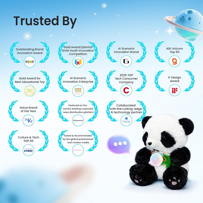 AI toys for kids, Interactive ai companion kids plush panda, Designed specifically for kid's development, No screen educational toys, Smart ai stuffed animal for 3+Kids, 2026 emotional support gifts