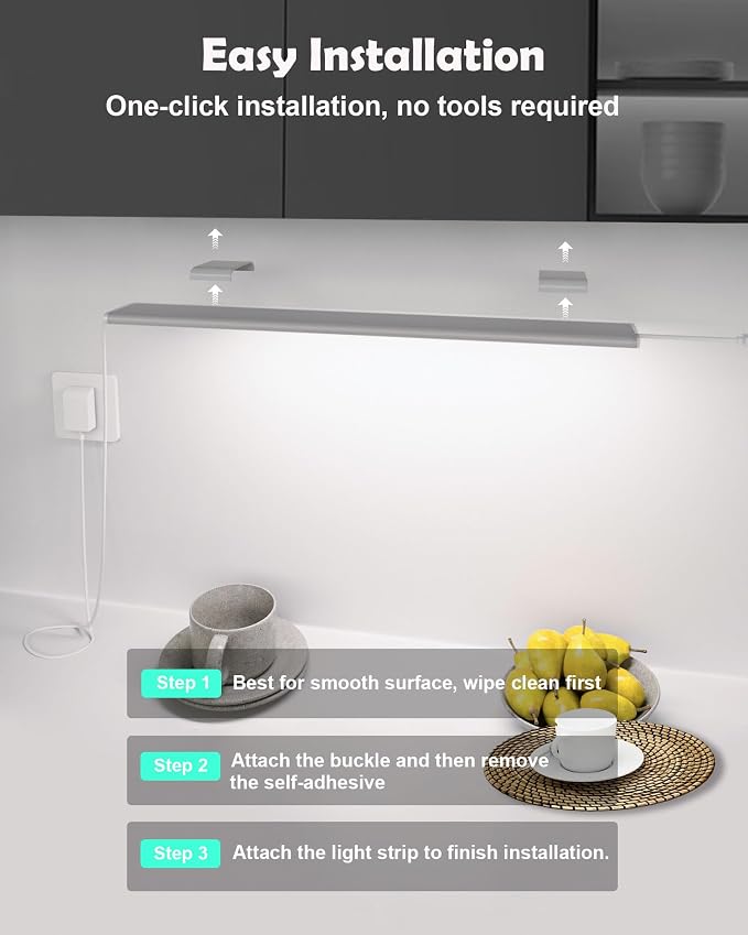 SZOKLED Under Cabinet Lighting Plug in, Hardwired LED Under Cabinet Lights with Timer & Dimmable, 15 RGB Color Changing, 3-Pack