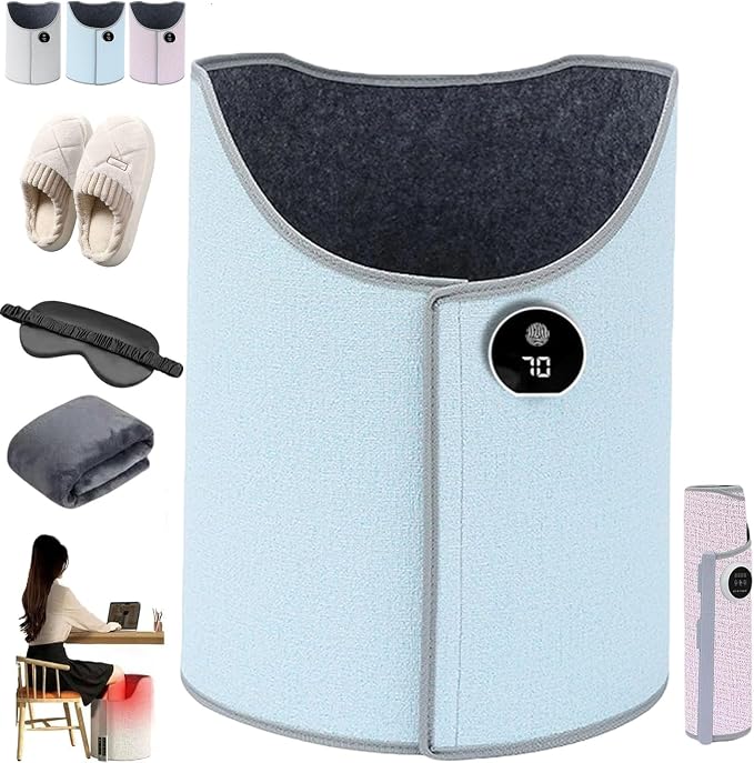 2026 New Under Desk Leg Warmer, Portable Folding Electric Heating Foot Warmer, Office Legs Warmers Under Desks, 6 Heat Levels and Timer, 5 Seconds Quick Heating, Overheat Safe Protection (Blue)