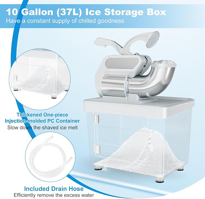 COSTWAY Electric Ice Crusher, 660 LBS/H Snow Cone Machine with Dual Blades, 300W ETL Approved Shaved Ice Machine for Home Parties, Restaurants and Bars (Gray)