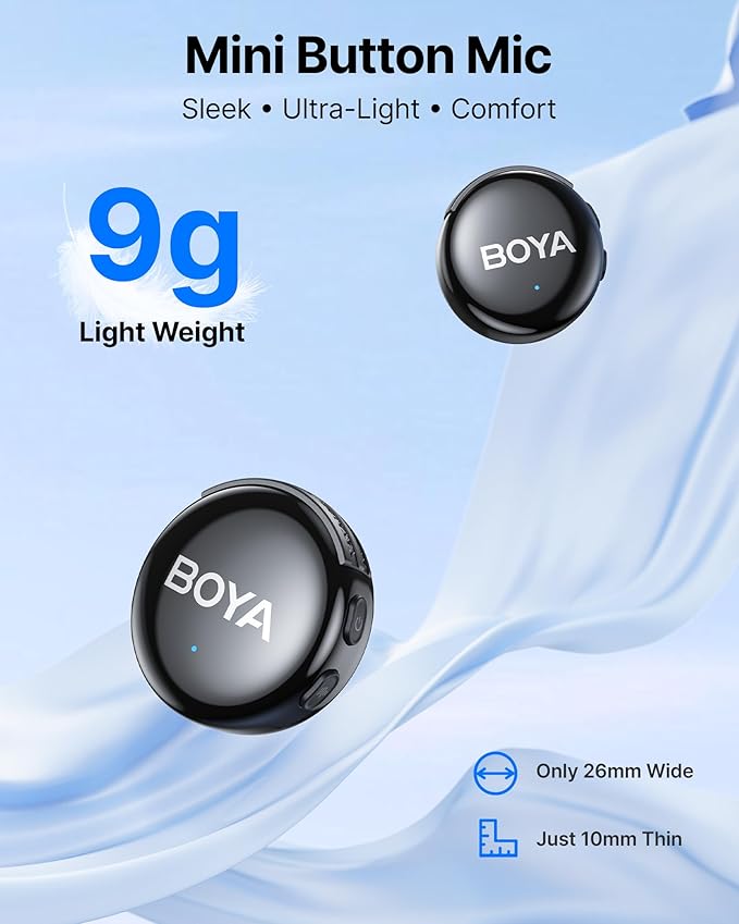 BOYA BOYALINK 3 Wireless Lavalier Mini Microphones for iPhone 15-16/Android/PC/Camera,AI Noise Cancellation,48kHz/24Bit Studio Sound,APP Control,984ft 30h Battery with Charging Case for Vlog Interview
