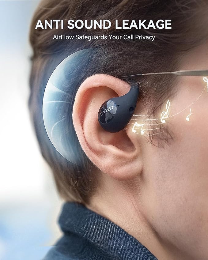 EMEET Airflow Open Ear Headphones with Mic, Zoom Certified, True Wireless Headsets with Detachable Microphone, ENC+VoiceCore 2.0 Noise Cancelling, Bluetooth 5.3, Multi-Point, Wireless Earbuds for Work