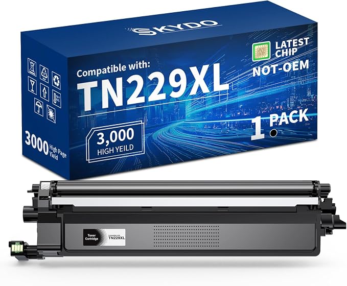 Skydo TN229XL Compatible Toner Cartridges Replacement for Brother TN229 TN229XL TN-229XL TN229 XL Work for MFC-L3780CDW MFC-L3720CDW HL-L3280CDW HL-L3220CDW HL-L3300CDW (Black,1 Pack)