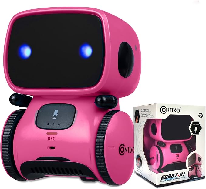 Contixo R1 Kids Robot Toy, Pink Interactive Smart Robots with Voice Control Talking Dancing Learning Touch Sensor Compact Educational Portable Toy for Boys Girls Toddlers 3-8 Years Old Birthday Gifts