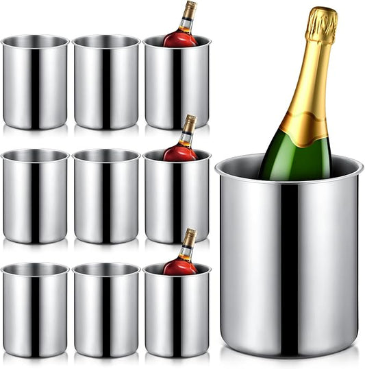 Domensi 10 Pcs Wine Chiller Bucket 750 ML Champagne Bucket Stainless Steel Wine Chillers for Bottles Keeps Cold for Hours