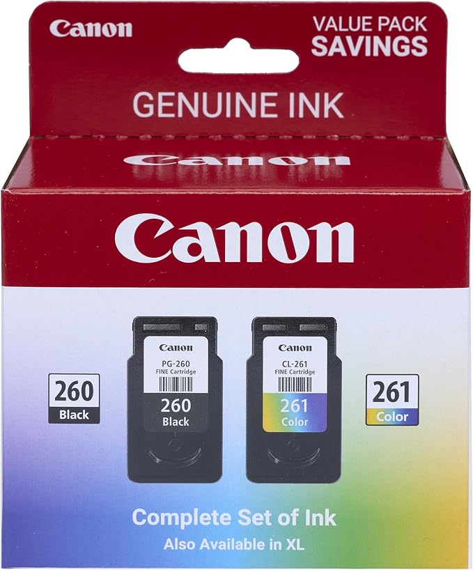 Canon PG-260 / CLI-261 Genuine Ink Value Pack (2 Cartridges), Compatible with TS5320, TR7020