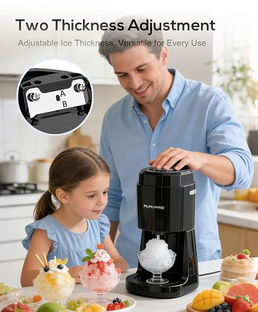 Shaved Ice Machine for Home, Electric Ice Shaver Machine with 2 Ice Cups, Ice Shaving Machine,Snow Cone Machine, Ice Crusher Snowcone Maker for Kids Birthday Party, House Warming Gifts (Black)
