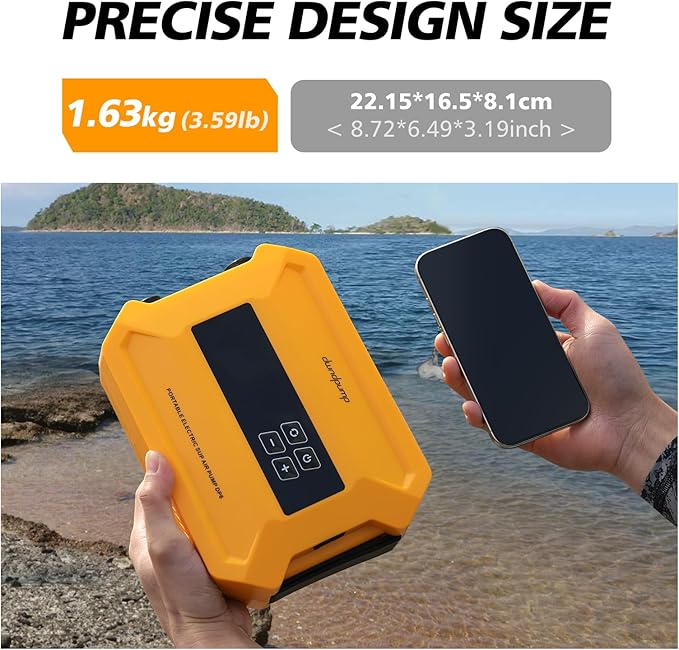 dwndpump Paddle Board Pump Electric Portable, 20PSI High-Pressure SUP Pump, Intelligent Dual-Stage Inflation Deflation Function, Auto-Off, LED Display, Air Pump for Paddleboards, Inflatable Boat Tents