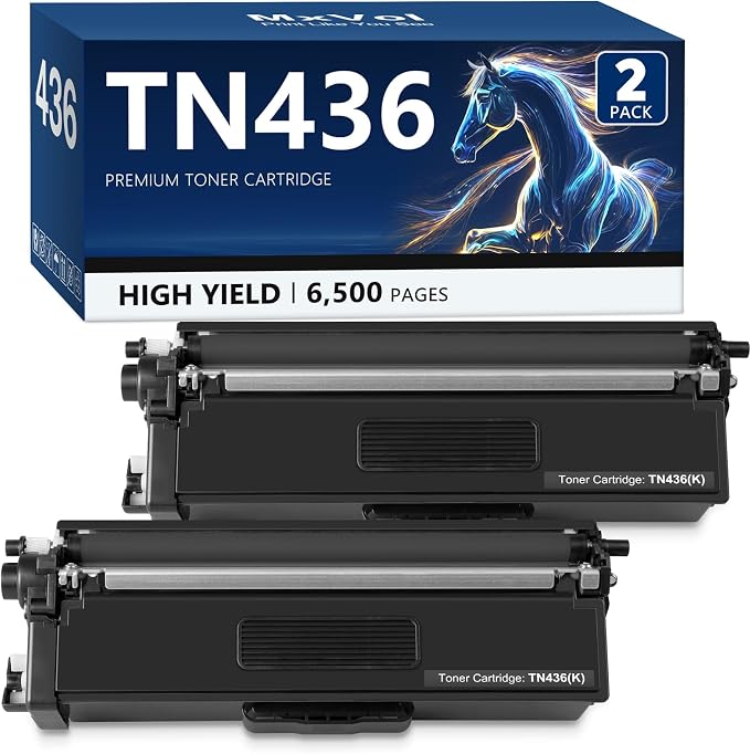 TN436 Toner Cartridge Black 6,500 Pages Super High Yield Replacement for Brother TN 436 TN-436 TN433 TN431 MFC-L8900CDW MFC-L8610CDW HL-L8360CDW Printer Toner (TN436BK TN433BK TN431BK, 2-Pack)