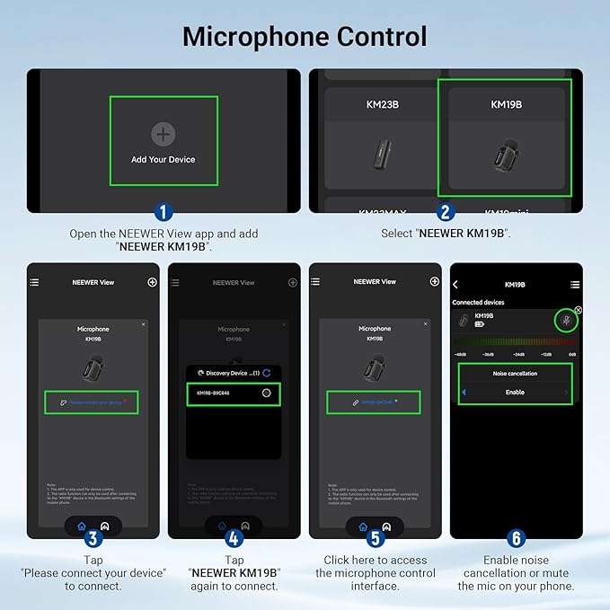 NEEWER KM19B Wireless Lavalier Microphone Transmitter with App Control, 10Hrs Battery, Noise Cancelling Magnetic Mini Clip On Lapel Lav Mic for iPhone Android Phone Video Recording Streaming Vlogging
