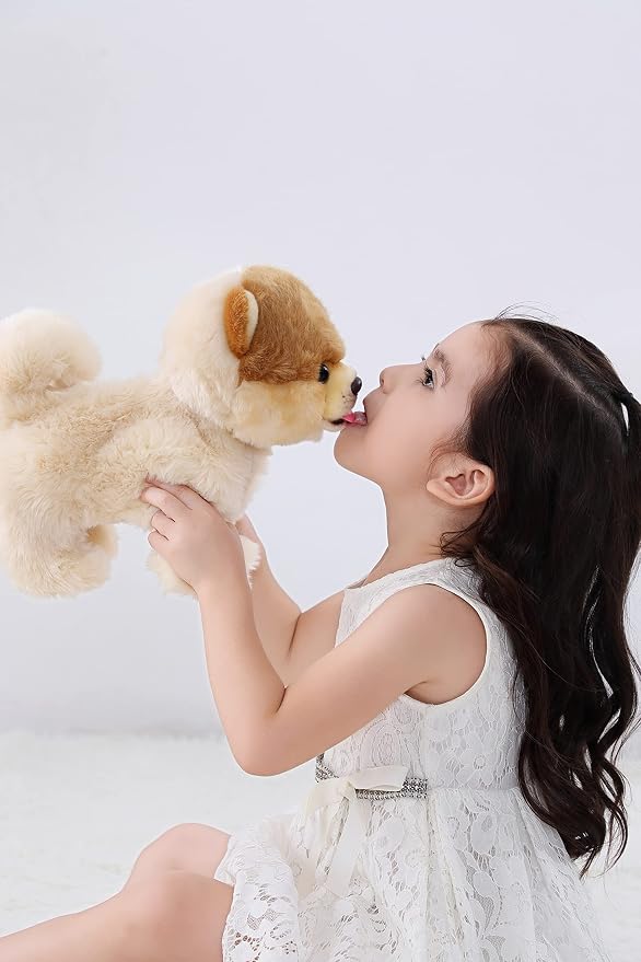 CU-MATE Electronic Walking Dog Toy, Interactive Plush Pomeranian Puppy, Realistic Interactive Pet Toy Dog, Walking, Barking, Wagging Tail & Talking, Present Gifts for 3+ Year