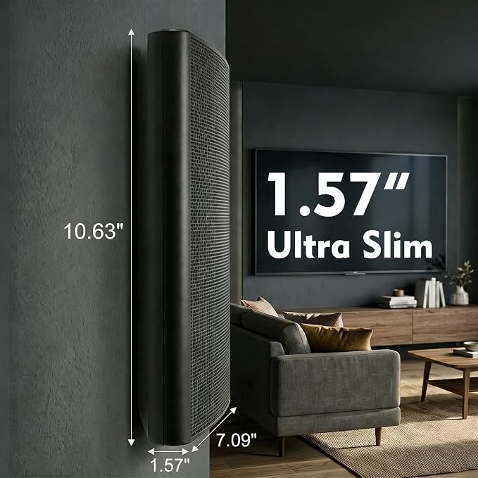 STUDIOFINIX Ultra Slim 5.25 Inch 240W Wall Mount Speakers, 8 Ohm Passive Home Theater Indoor Speakers for Bedroom, Kitchen, Living Room,Black(Pair)