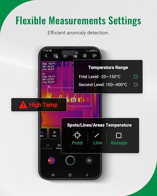 HSFTOOLS Finder S2 Android Thermal Imager,512x384 Super Resolution,256x192 IR Resolution,Thermal Camera for Andriod Phones and Tablets,Carrying Case,USB-C(Not Compatible with iPhone 15/16)