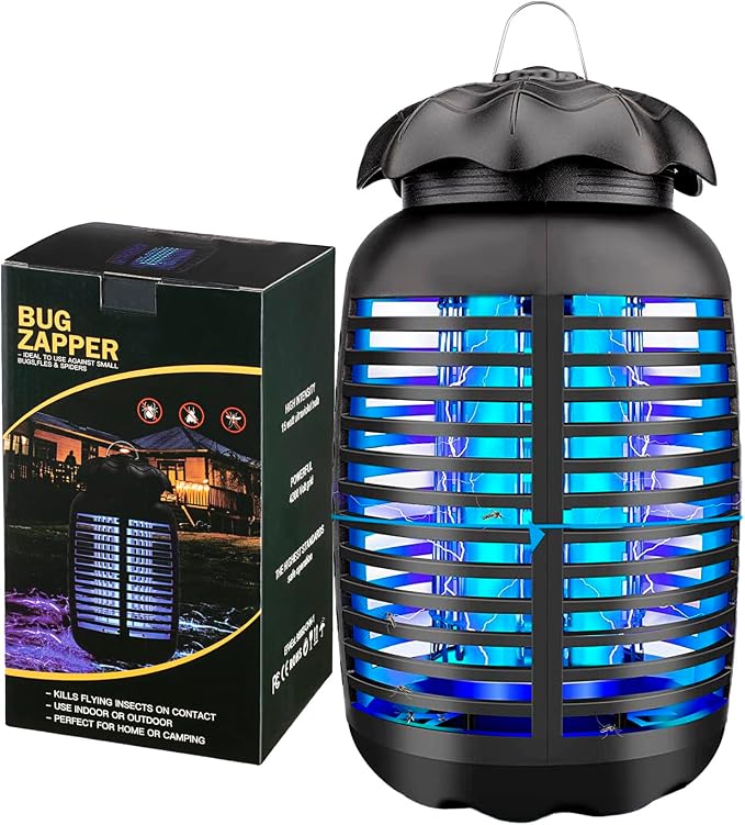 Bug Zapper Outdoor, Mosquito Zapper Electric, Insect Fly Traps Indoor Instant Killing Grid Plug in, 100-120V, Bug Mosquito Killer with 15W Bulb for Patio Garden Backyard Home