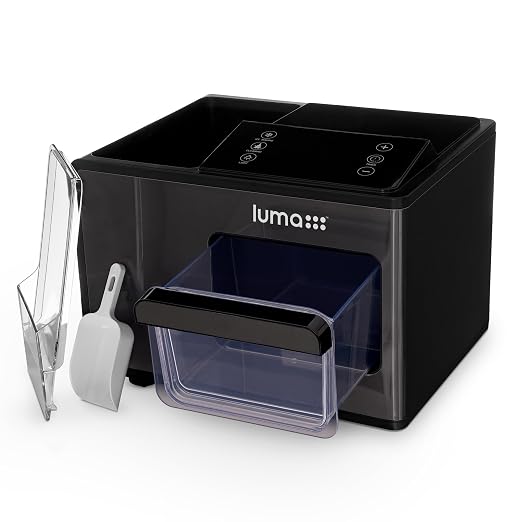 Luma Nugget Countertop Ice Maker, 44 lbs in 24 Hours, Black Stainless Steel Ice Machine, Perfect for Home Bar, Kitchen Countertop, RV, Home Office